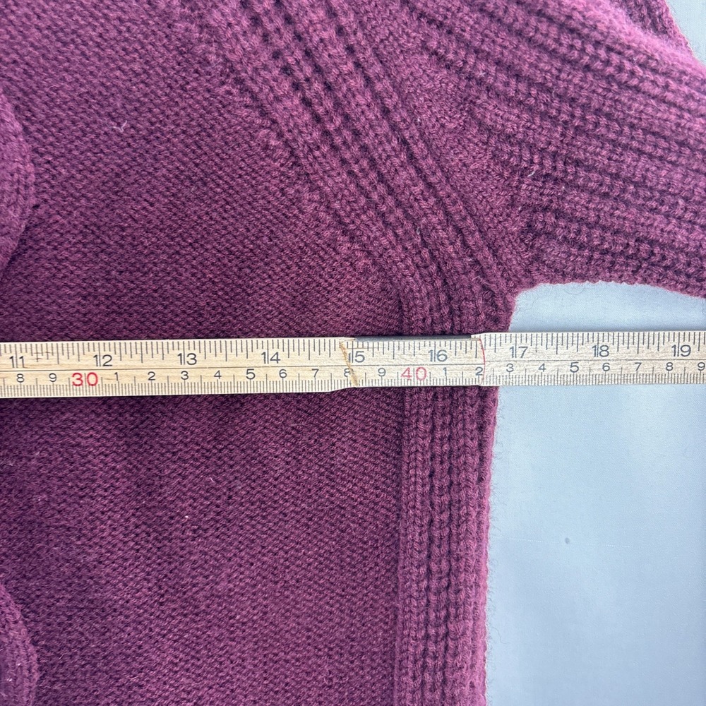 Athleta Merino Wool Cable Knit Hoodie Sweater Medium Burgundy Soft Warm Pullover - Picture 15 of 16